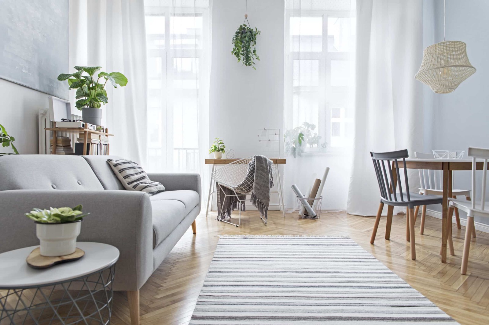 A bright living room with modern furniture